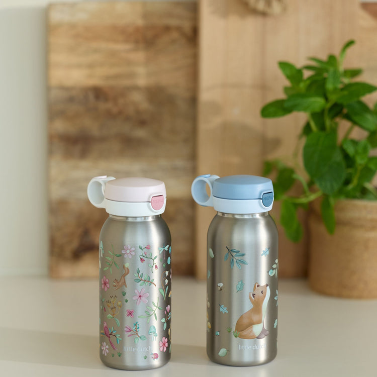 LITTLE DUTCH. Stainless steel bottle + flip cap Campus 600 ml - Forest Friends