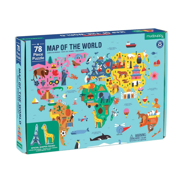 MUDPUPPY. Map of the World 78 Piece Geography Puzzle