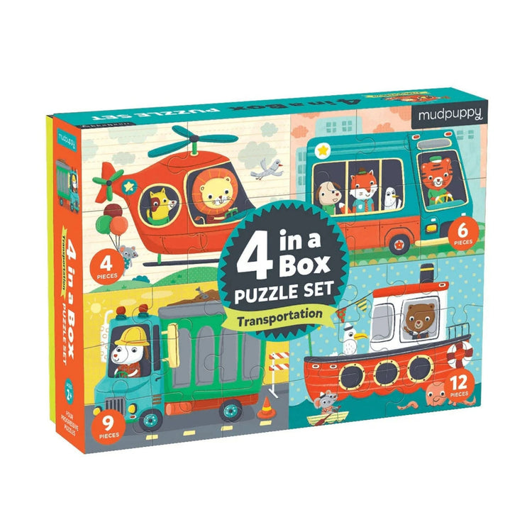 MUDPUPPY. Transportation 4-in-a-box puzzle set