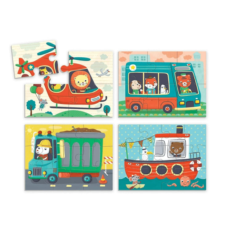 MUDPUPPY. Transportation 4-in-a-box puzzle set