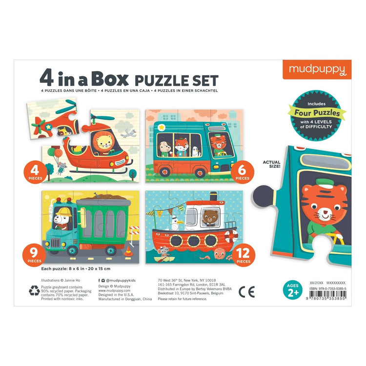 MUDPUPPY. Transportation 4-in-a-box puzzle set