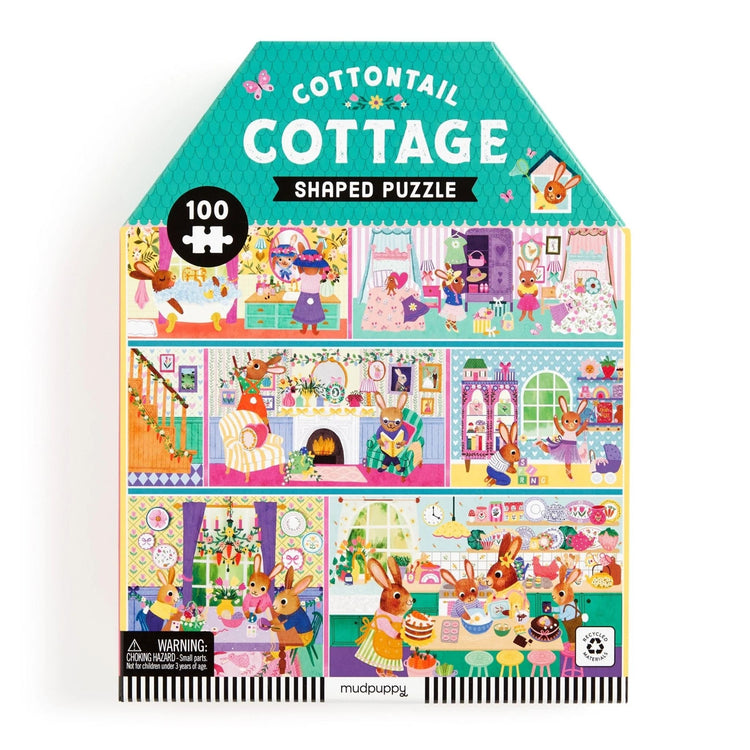 MUDPUPPY. Cottontail Cottage 100 Piece House-shaped Puzzle