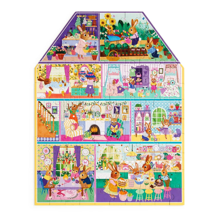 MUDPUPPY. Cottontail Cottage 100 Piece House-shaped Puzzle