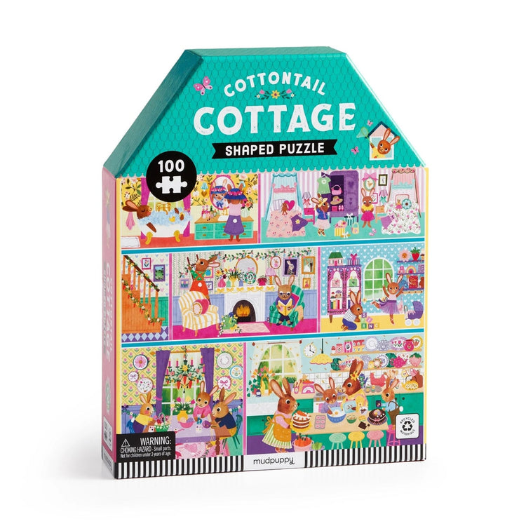 MUDPUPPY. Cottontail Cottage 100 Piece House-shaped Puzzle