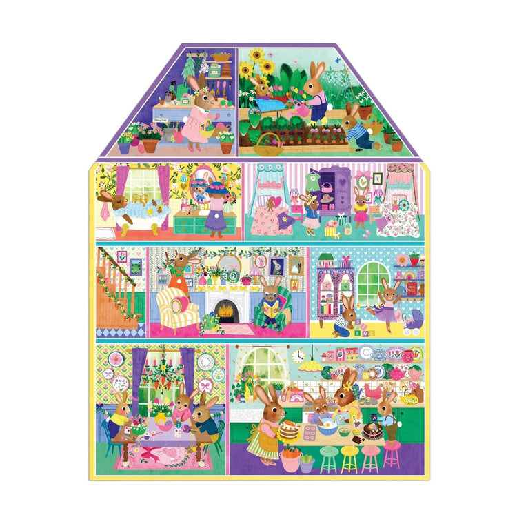 MUDPUPPY. Cottontail Cottage 100 Piece House-shaped Puzzle