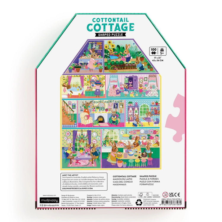 MUDPUPPY. Cottontail Cottage 100 Piece House-shaped Puzzle