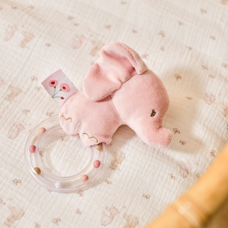 FANFAN. Rattle Elephant with teething ring (pink)