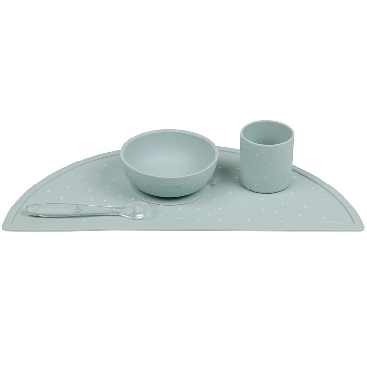 SILICON. Children Tableware Set of 4 pcs - Silicone Green Pattern