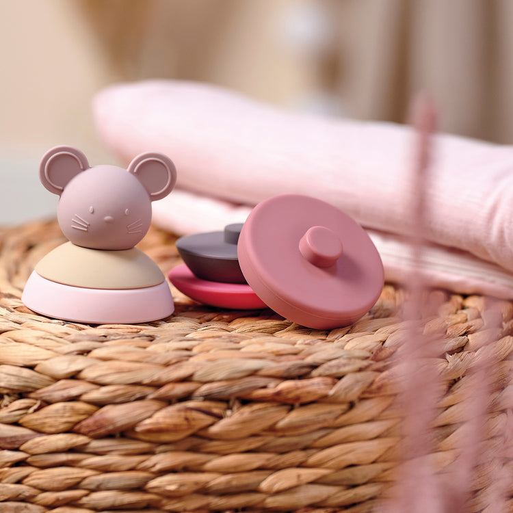 SILICON. Roly-poly toy mouse pink