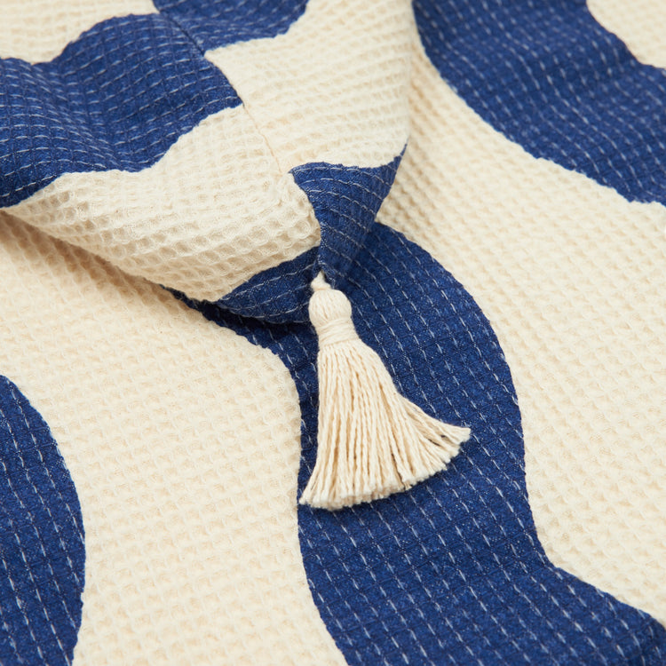 PORTOFINO. Beach poncho with cotton gauze lining Portofino Blue Waves Waffle 1-3 years