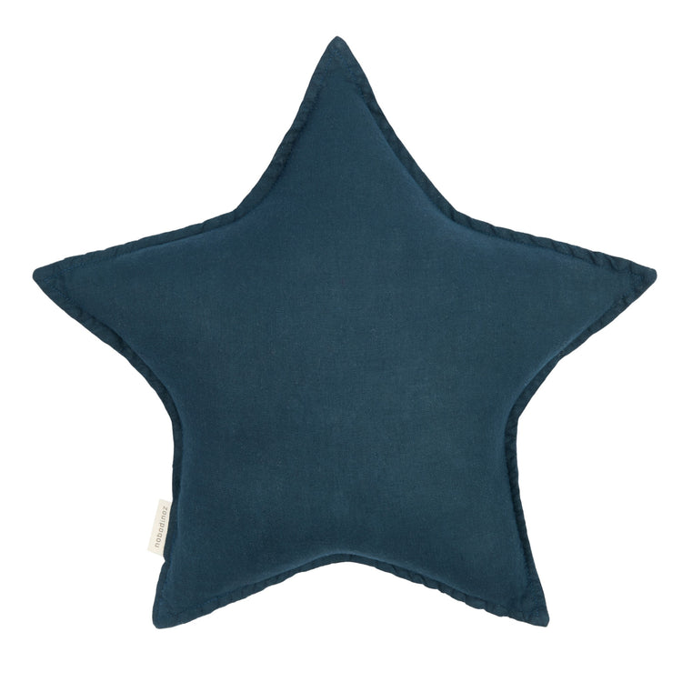 L1N0. Star cushion French linen Deep Blue