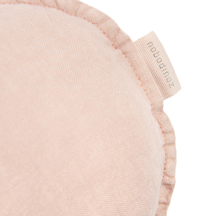 L1N0. Embroidered cloud cushion French linen Mauve Pink