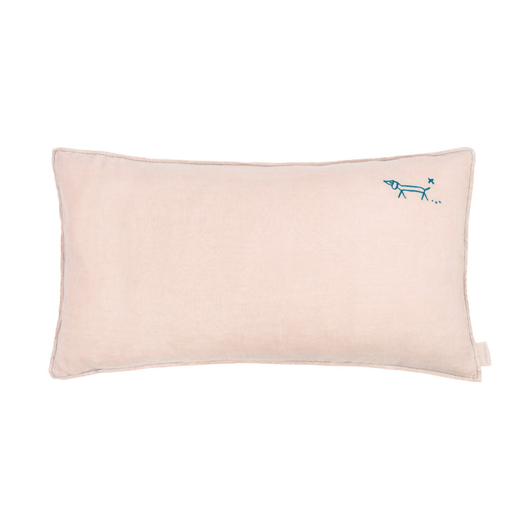 L1N0.  Embroidered rectangular cushion Mauve Pink 50x30