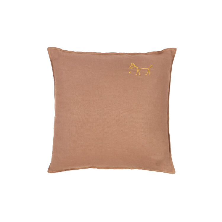 L1N0. Embroidered square cushion Noisette 45x45