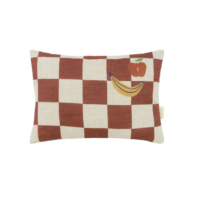 VIBES. Μαξιλάρι ορθογώνιο Maroon Checks Fruits 33x22 S