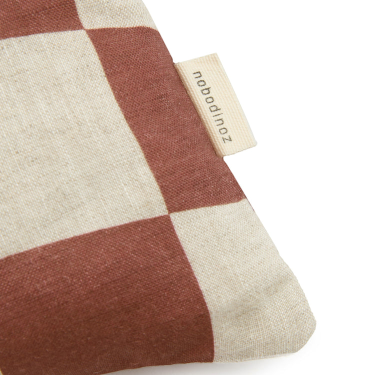 VIBES. Rectangular cushion linen Maroon Checks Fruits 33x22 S