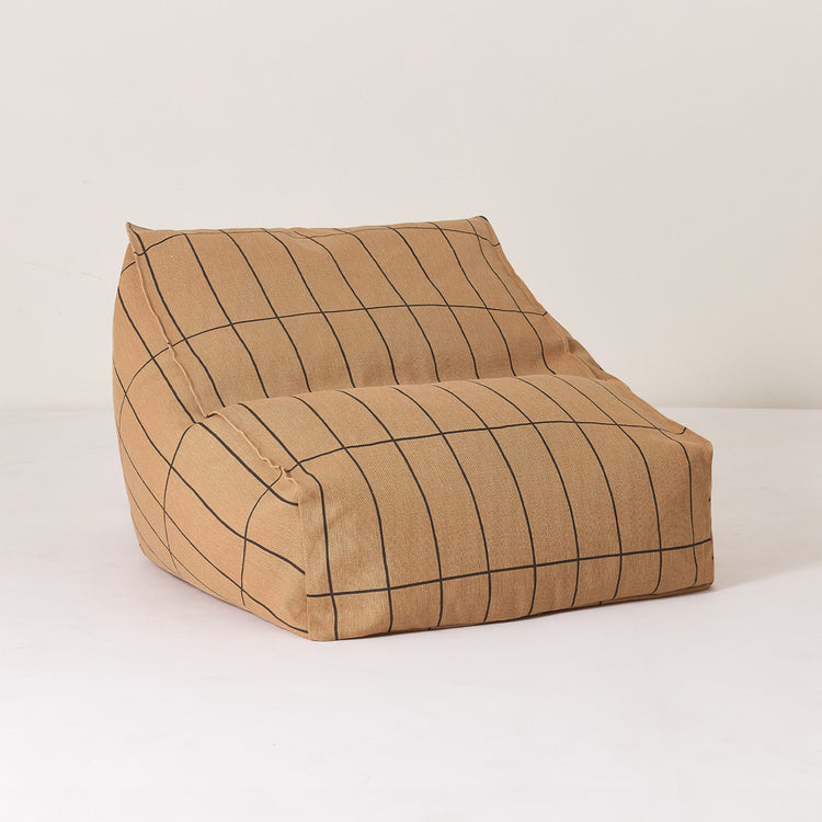 VIBES. Armchair beanbag Brown Black Grid 74x40x60