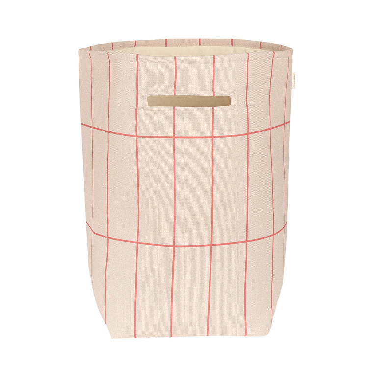 VIBES. Large storage basket Pink Red Grid 44x56x28