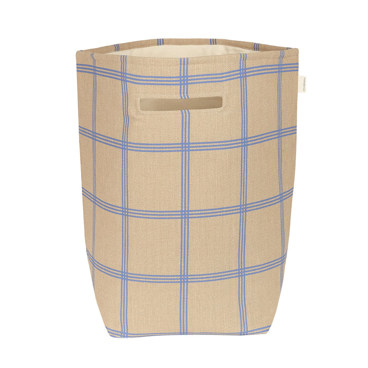 VIBES. Large storage basket Brown Blue Windowpane 44x56x28