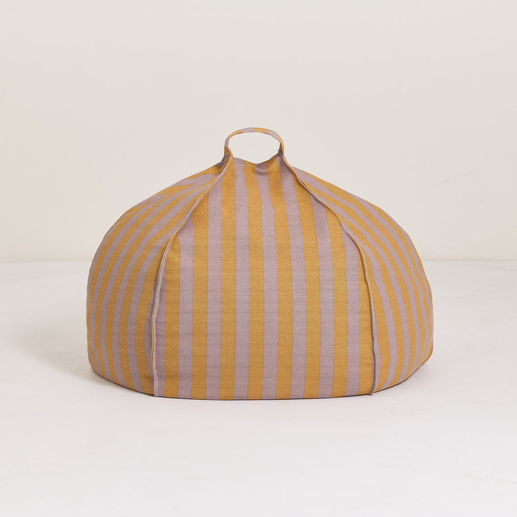 VIBES. Round beanbag Lilac Yellow stripes 70x30