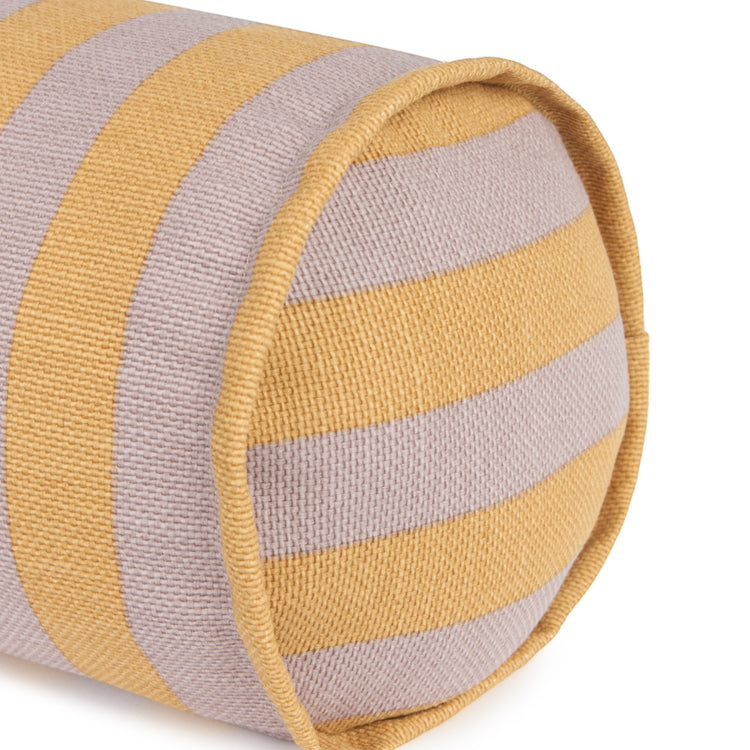 VIBES. Cylinder cushion Lilac Yellow Stripes 50x18