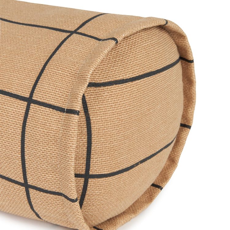 VIBES. Cylinder cushion Brown Black Grid Grid 50x18