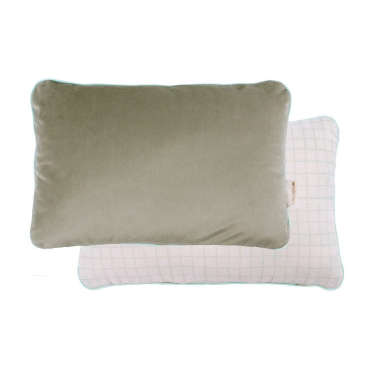 VIBES. Double-Sided Rectangular Cushion Eco-Velvet Olive Green 44x28x9