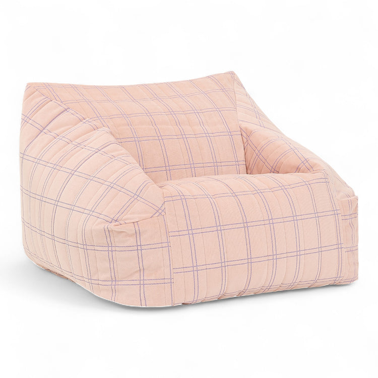VELVET. Chelsea armchair beanbag Eco-Velvet Pink purple windowpane