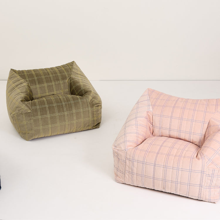 VELVET. Chelsea armchair beanbag Eco-Velvet Pink purple windowpane