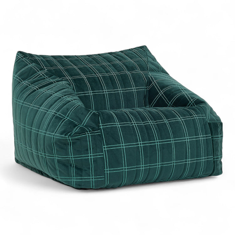 VELVET. Chelsea armchair beanbag Eco-Velvet Green mint windowpane