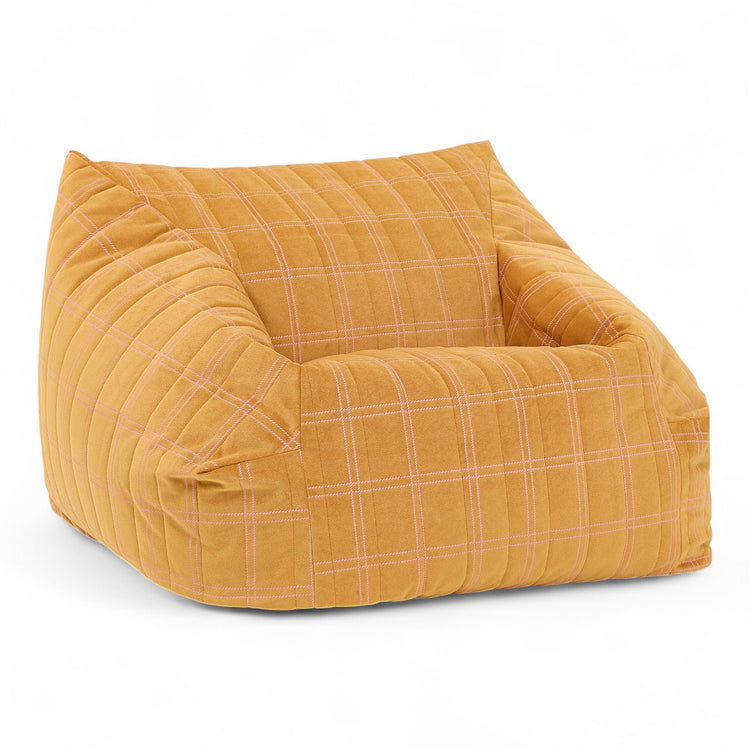 VELVET. Chelsea armchair beanbag Eco-Velvet Ochre pink windowpane