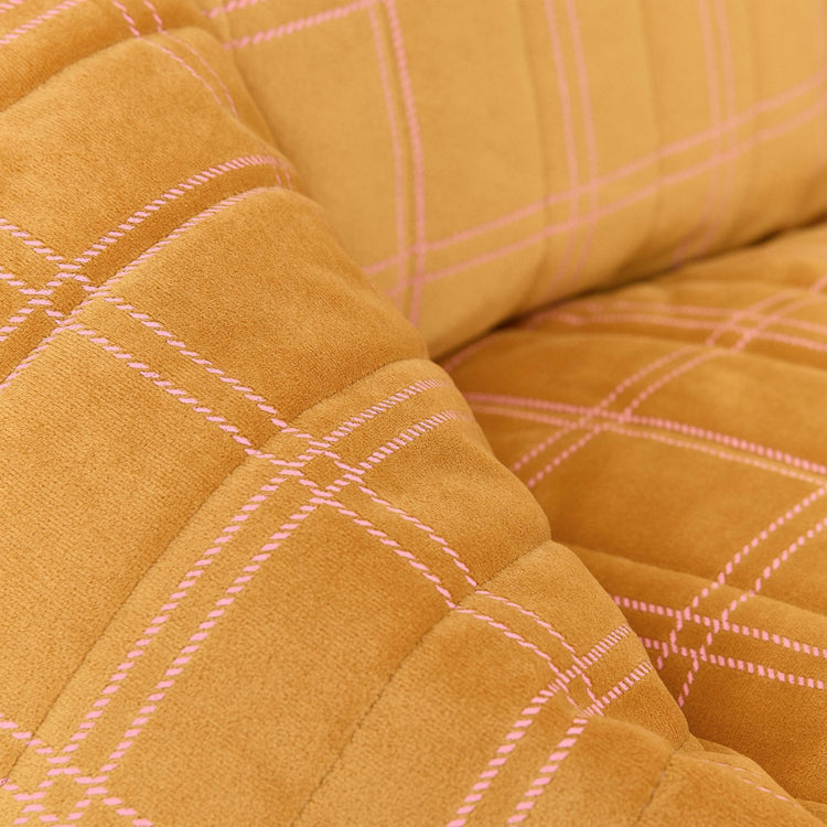 VELVET. Chelsea armchair beanbag Eco-Velvet Ochre pink windowpane