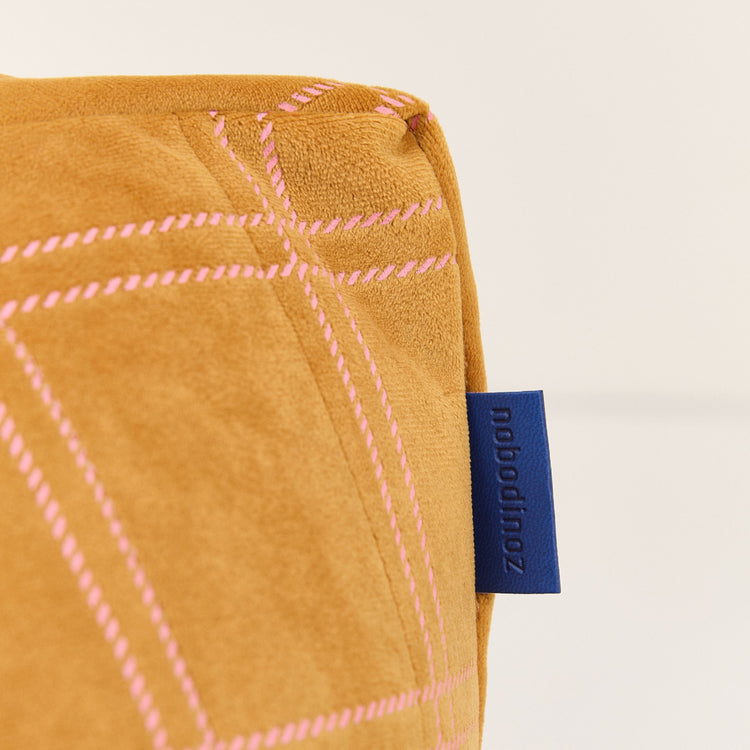 VELVET. Chelsea armchair beanbag Eco-Velvet Ochre pink windowpane