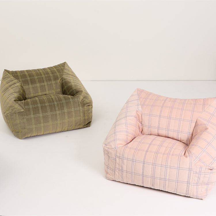 VELVET. Chelsea armchair beanbag Eco-Velvet Night blue purple windowpane