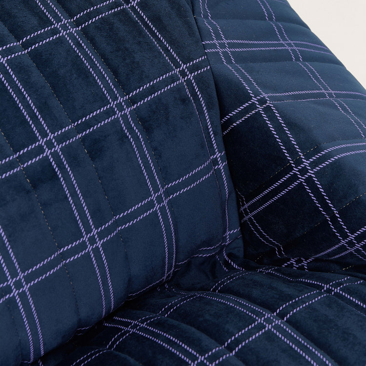 VELVET. Chelsea armchair beanbag Eco-Velvet Night blue purple windowpane