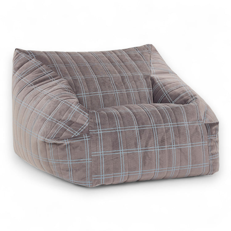 VELVET. Chelsea armchair beanbag Eco-Velvet Grey blue windowpane