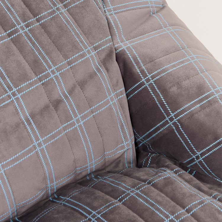 VELVET. Chelsea armchair beanbag Eco-Velvet Grey blue windowpane