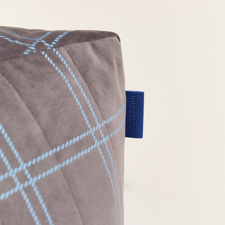 VELVET. Chelsea armchair beanbag Eco-Velvet Grey blue windowpane