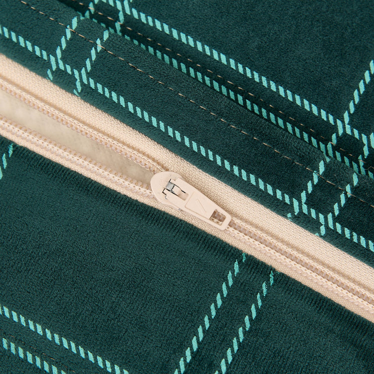 OASIS. Long beanbag - kid size - Eco-velvet Green mint windowpane