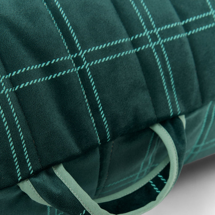 OASIS. Long beanbag - kid size - Eco-velvet Green mint windowpane