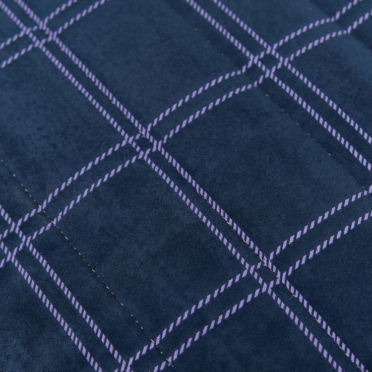 OASIS. Long beanbag - kid size - Eco-velvet Night blue purple windowpane