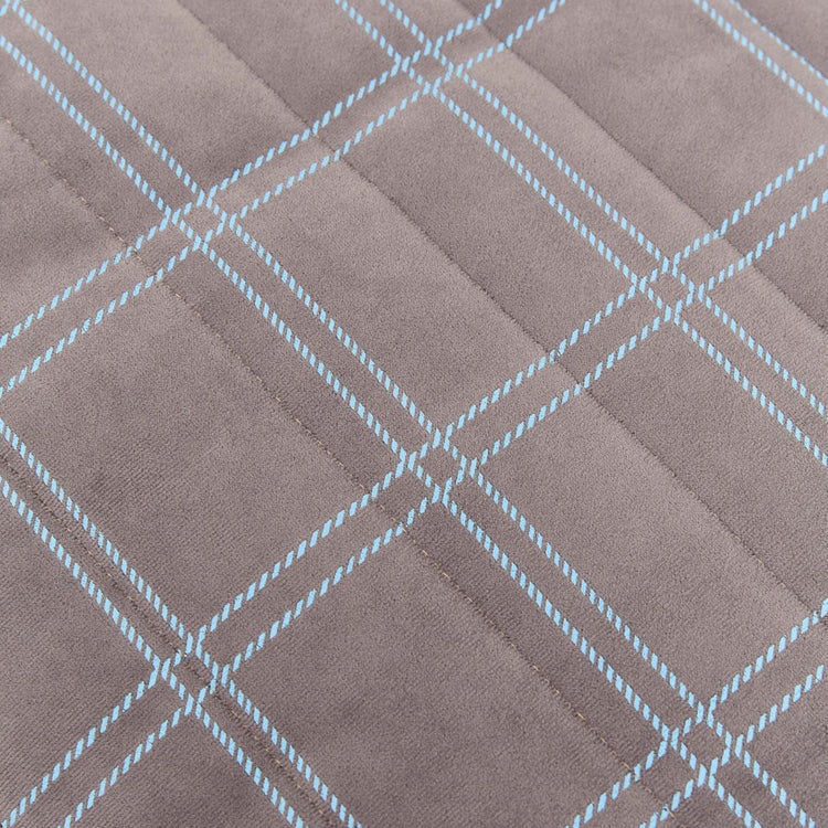 OASIS. Long beanbag - kid size - Eco-velvet Grey blue windowpane