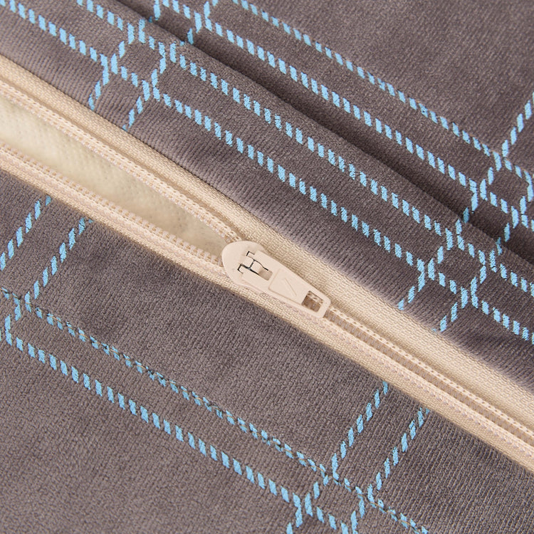 OASIS. Long beanbag - kid size - Eco-velvet Grey blue windowpane