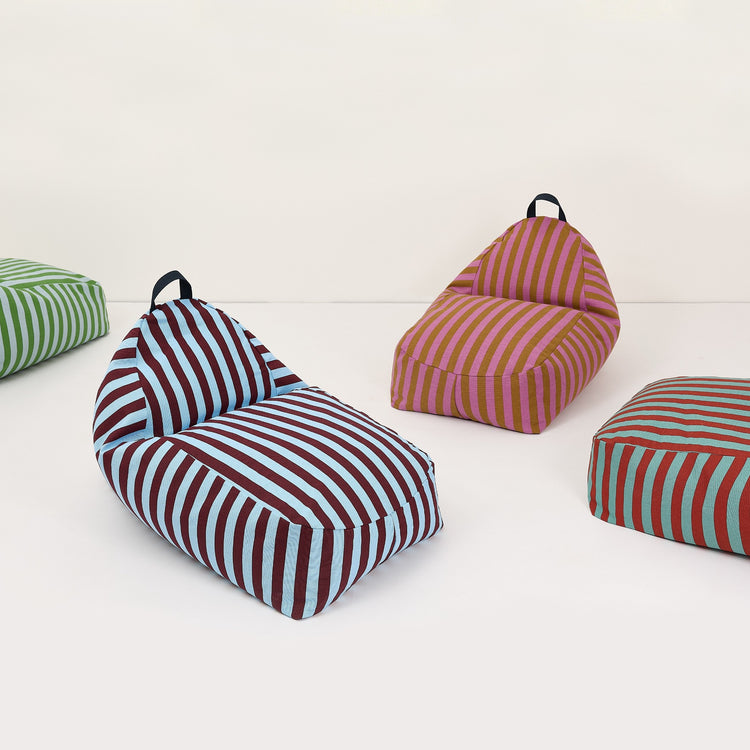BLISS. Long beanbag - kid size - Green Blue Stripes