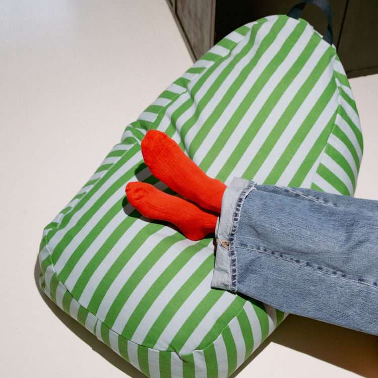 BLISS. Long beanbag - kid size - Green Blue Stripes