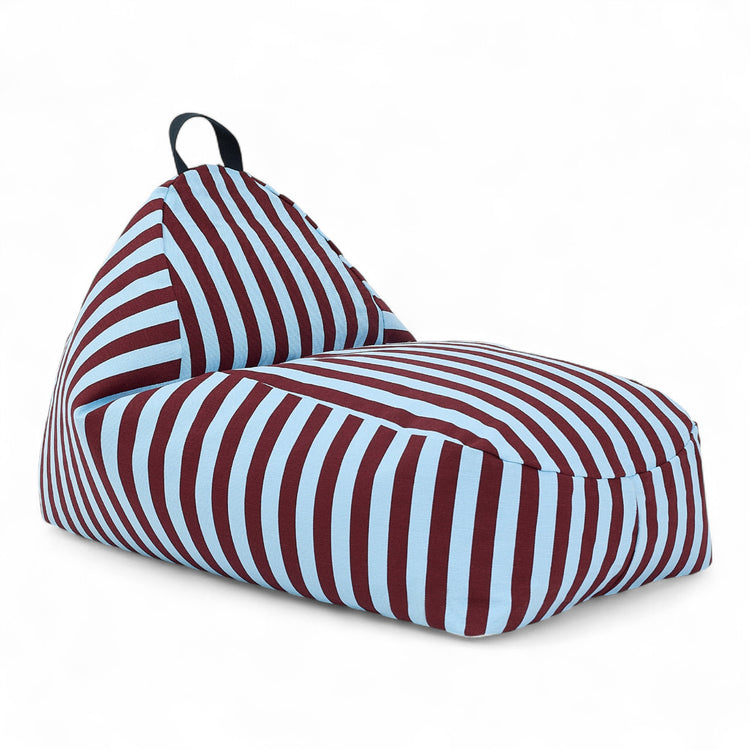 BLISS. Long beanbag - kid size - Burgundy Blue Stripes