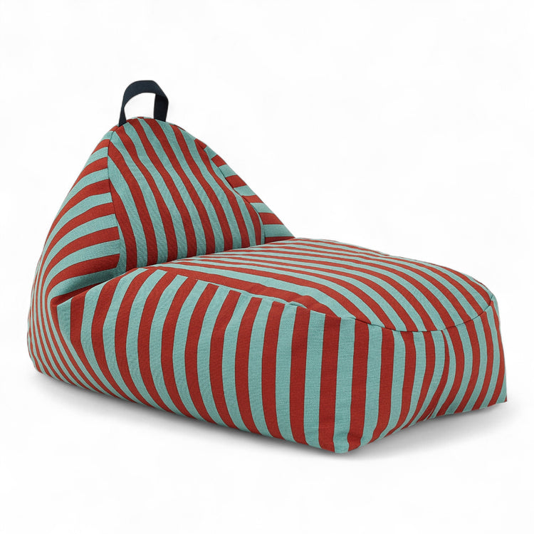 BLISS. Long beanbag - kid size - Red Teal Green Stripes