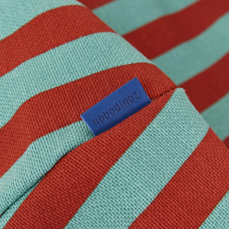 BLISS. Long beanbag - kid size - Red Teal Green Stripes