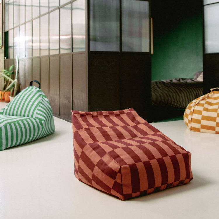 VIBES. Armchair beanbag - kid size - Maroon Tiles
