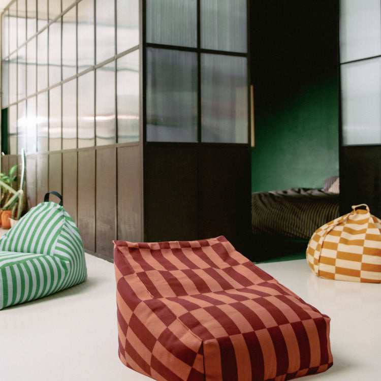 VIBES. Round beanbag - kid size - Mustard & Sand Tiles